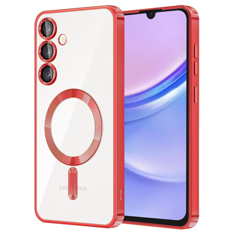Husa Samsung Galaxy A35 5G, Electroplating Magsafe TPU, protectie camera, margini rosii — principală