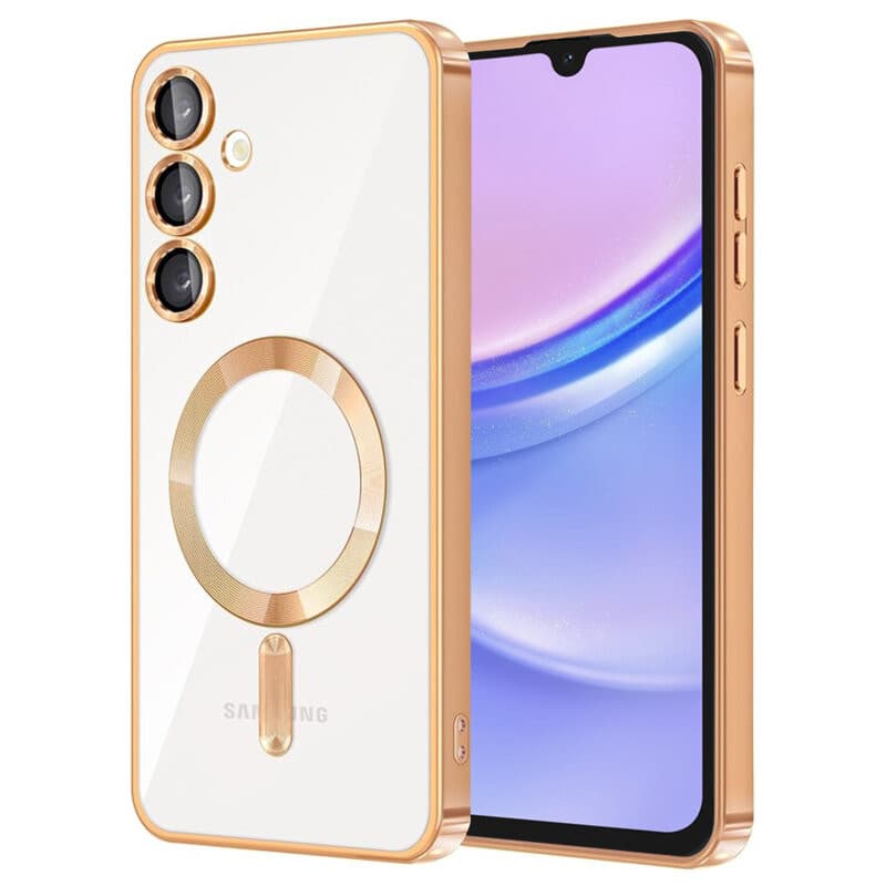 Husa Samsung Galaxy A55 5G, Electroplating Magsafe TPU, protectie camera, margini aurii — principală