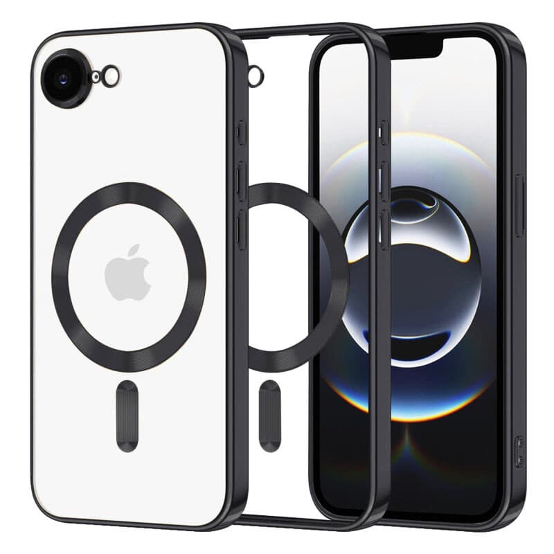 Husa Apple iPhone 16e, Magsafe Electroplating TPU, protectie camera, margini negre — principală