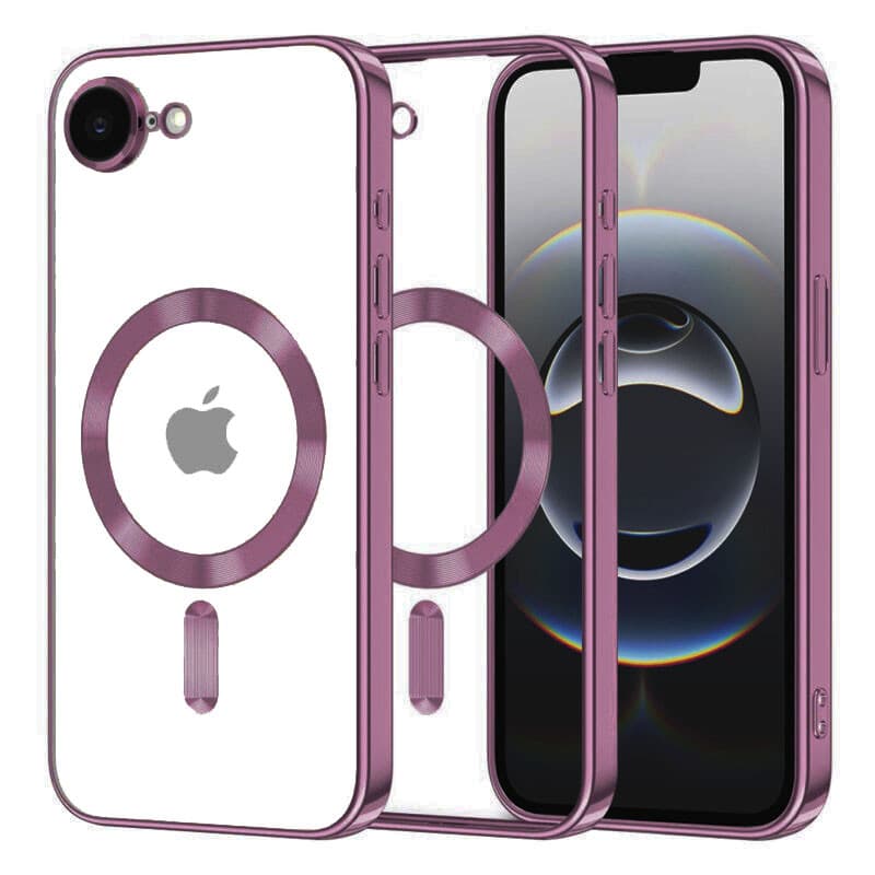 Husa Apple iPhone 16e, Magsafe Electroplating TPU, protectie camera, margini mov — principală