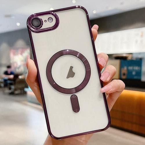 Husa Apple iPhone 16e, Magsafe Electroplating TPU, protectie camera, margini mov — varianta 2