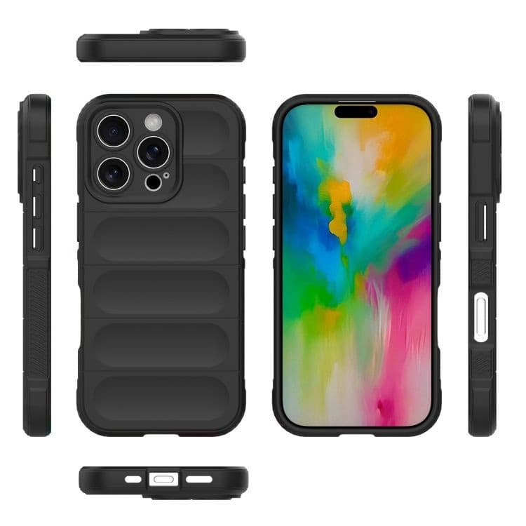 Husa Apple iPhone 15 Pro Max, Wave Silicone, protectie camera, catifea in interior, night black — varianta 3