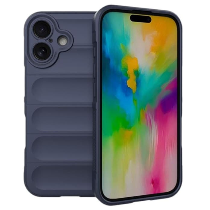 Husa Apple iPhone 16 Plus, Wave Silicone, protectie camera, catifea in interior, navy blue — principală