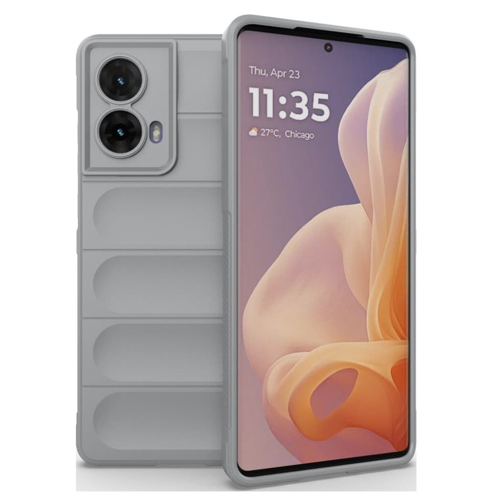 Husa Motorola Moto G85, Wave Silicone, protectie camera, catifea in interior, smoke gray — principală