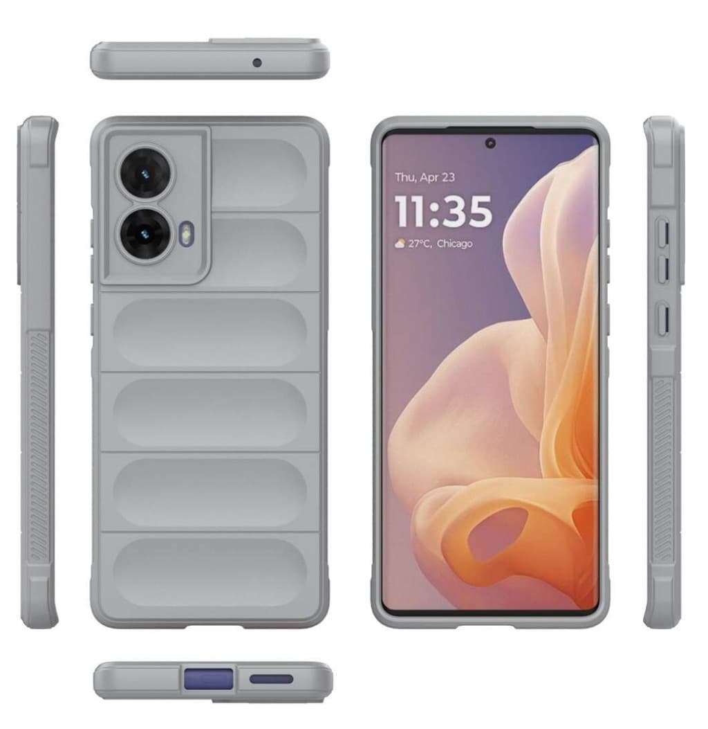 Husa Motorola Moto G85, Wave Silicone, protectie camera, catifea in interior, smoke gray — varianta 2