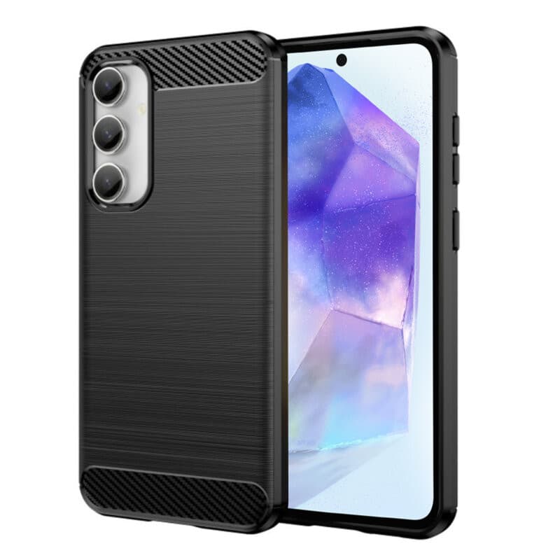 Husa Samsung Galaxy A55, Carbon Stripe, 2 mm, neagra — principală