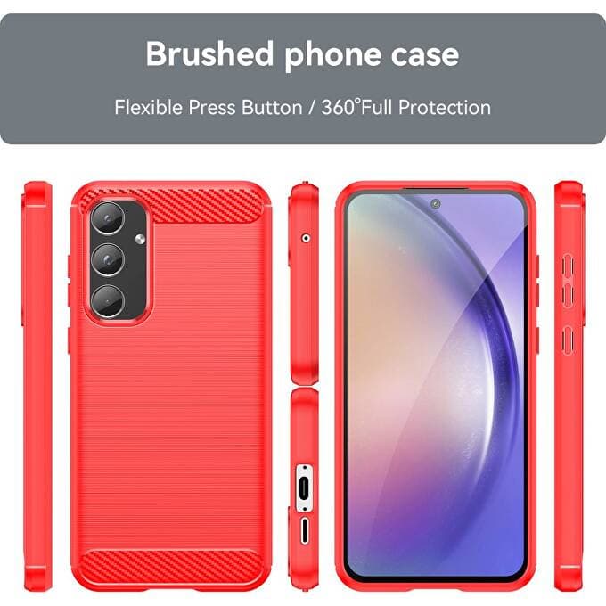 Husa Samsung Galaxy A55, Carbon Stripe, 2 mm, rosie — 3