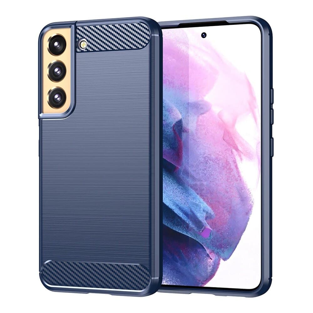 Husa protectie Samsung Galaxy S23, Carbon Stripe, TPU flexibil 2 mm, albastra — principală