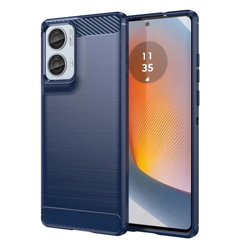 Husa Motorola Moto G04, Carbon Stripe, 2 mm, albastra — principală