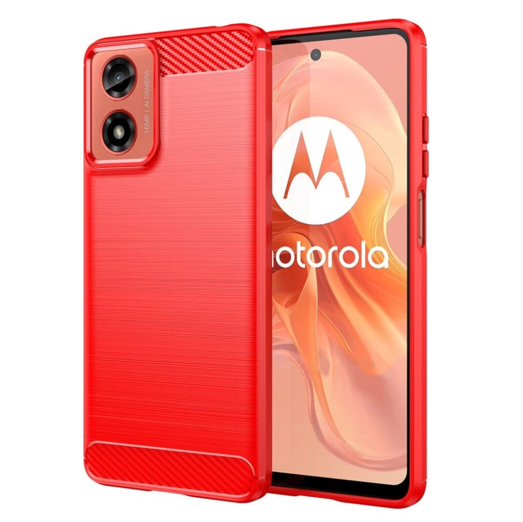 Husa Motorola Moto G04, Carbon Stripe, 2 mm, rosie — principală