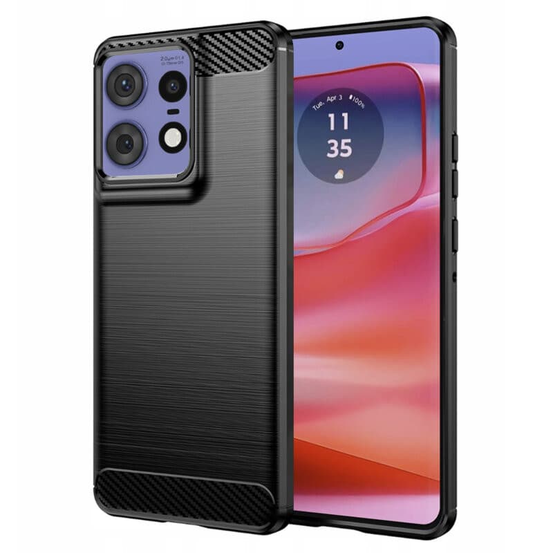 Husa protectie Motorola Edge 50 Pro, Carbon Stripe, 2 mm, neagra — principală