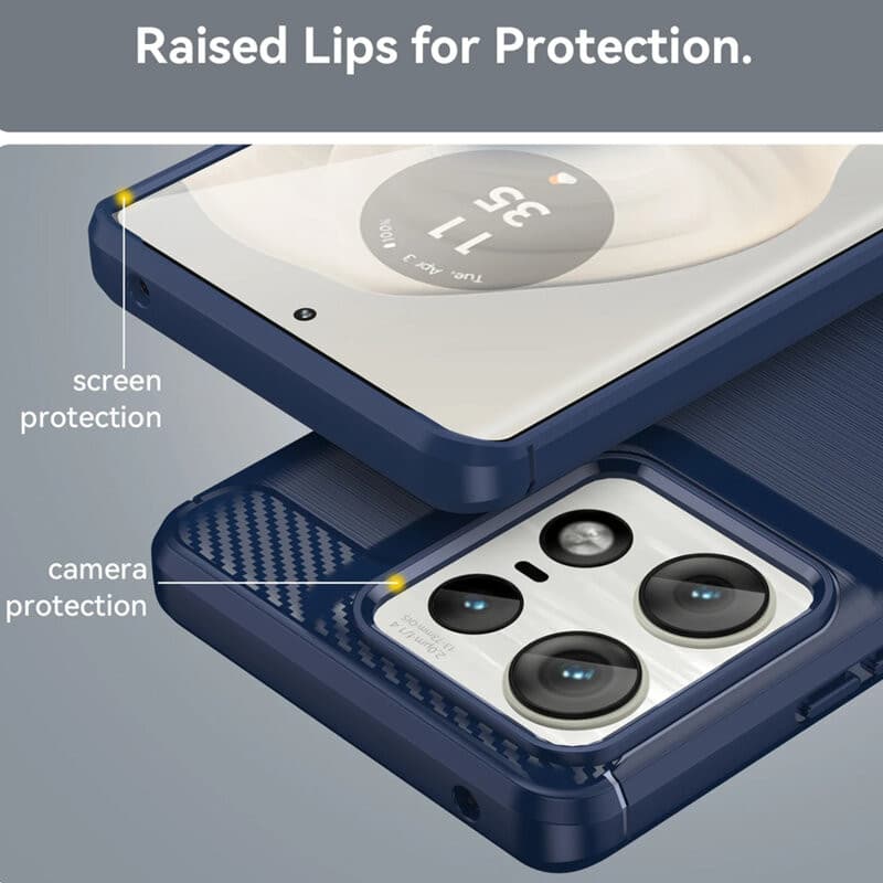 Husa protectie Motorola Edge 50 Pro, Carbon Stripe, 2 mm, albastra — 3
