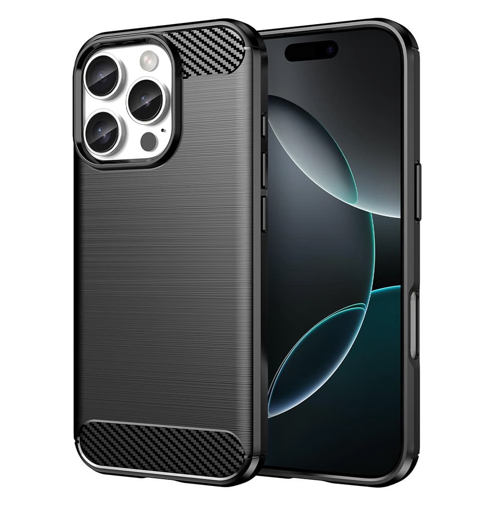 Husa  iPhone 16 Pro Max, Carbon Stripe, 2 mm, neagra