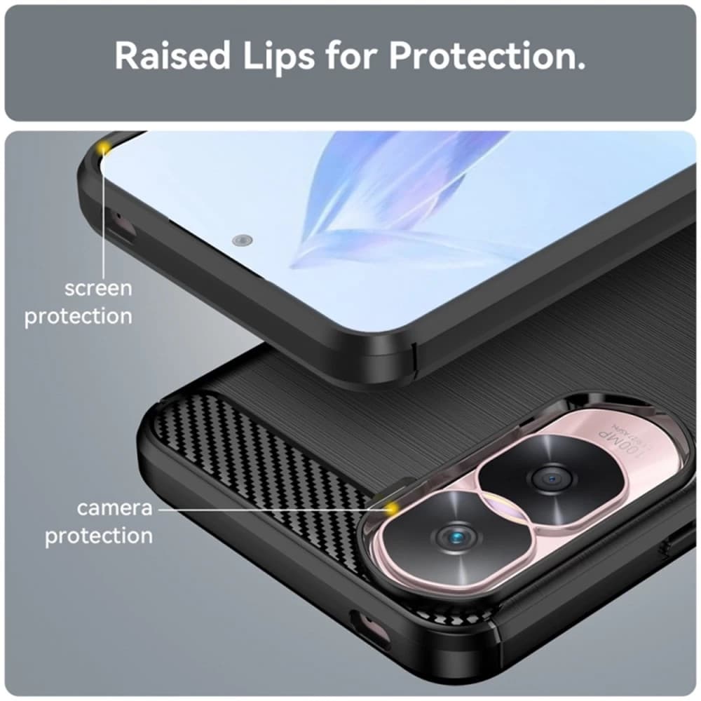 Husa protectie Honor 90 5G, Carbon Stripe, 2 mm, neagra — 3