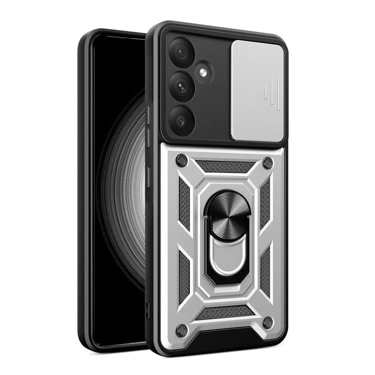 Husa Samsung Galaxy A35, Camshield Armor, inel sustinere, protectie camera, argintie — principală