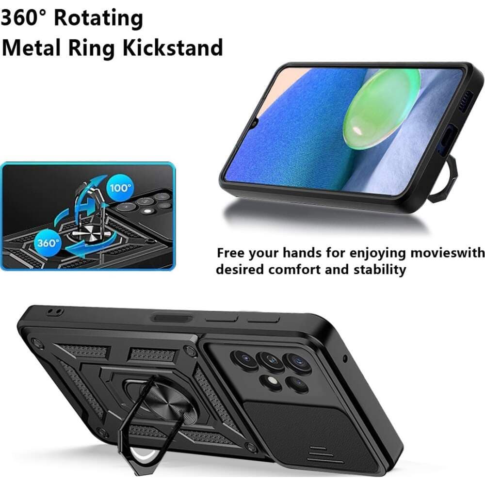 Husa Samsung Galaxy A55, Camshield Armor, inel sustinere, protectie camera, neagra — varianta 3