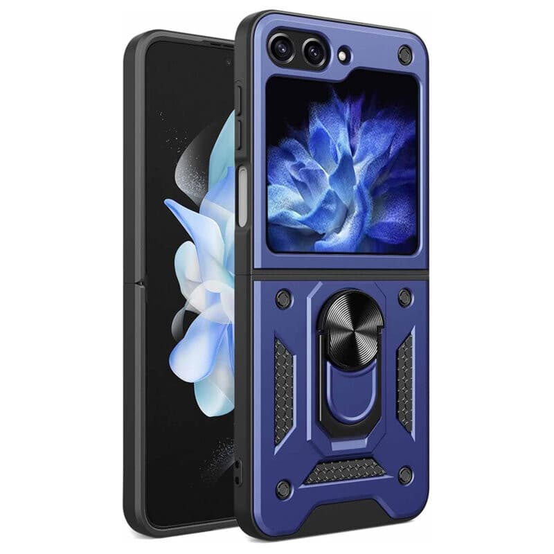 Husa Samsung Galaxy Z Flip5, Camshield Armor, inel sustinere, protectie camera, albastra — principală