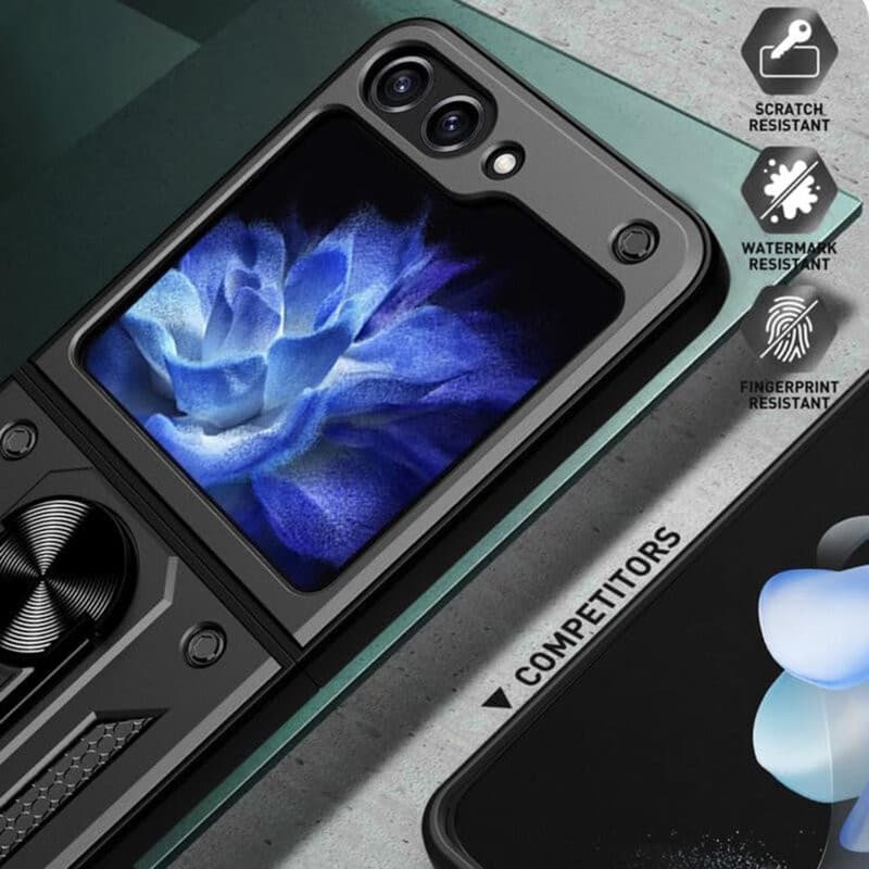 Husa Samsung Galaxy Z Flip5, Camshield Armor, inel sustinere, protectie camera, albastra — varianta 4