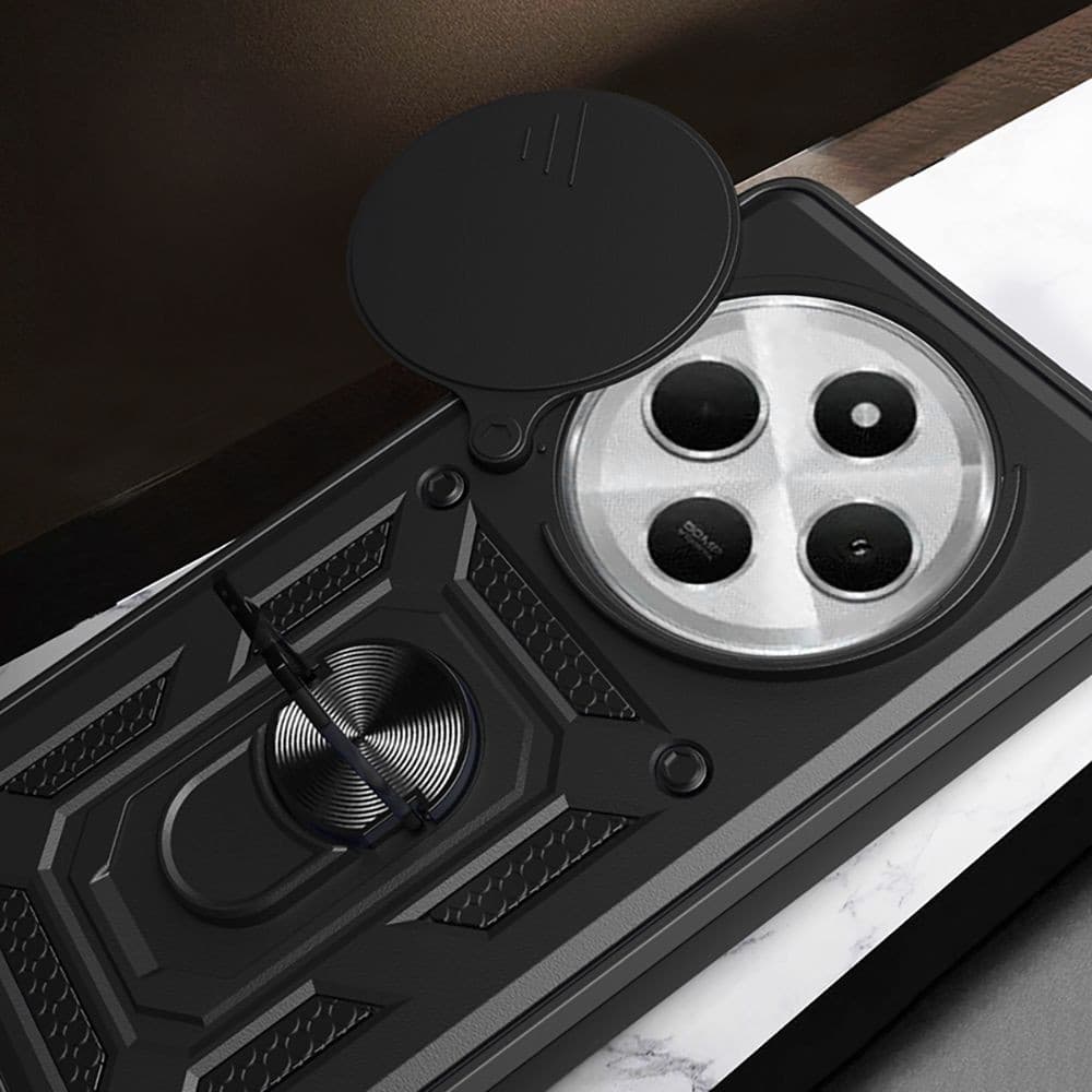 Husa Xiaomi Redmi 14C, Camshield Armor, inel sustinere, protectie camera, argintie — varianta 2