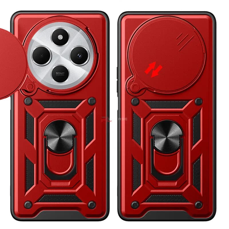 Husa Xiaomi Redmi 14C, Camshield Armor, inel sustinere, protectie camera, rosie — varianta 3