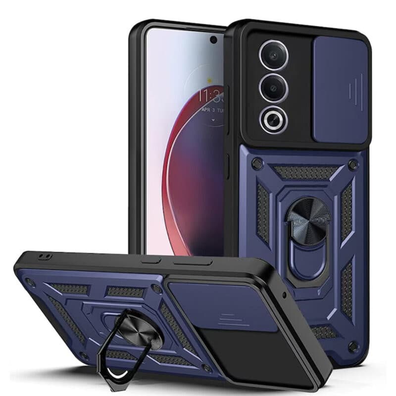 Husa protectie Oppo A80 5G, Camshield Armor, inel sustinere, protectie camera, albastra — principală