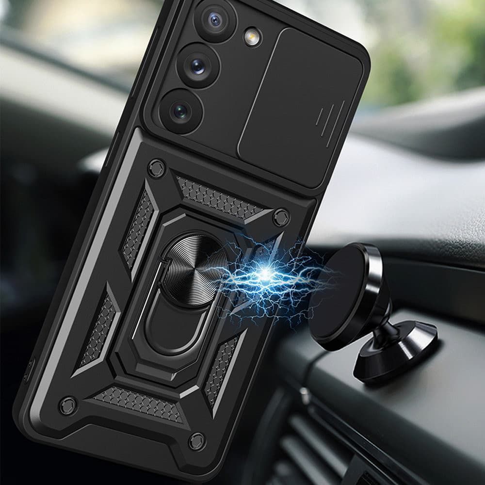 Husa Xiaomi Redmi Note 14 4G, Camshield Armor, inel sustinere, protectie camera, rosie — varianta 4