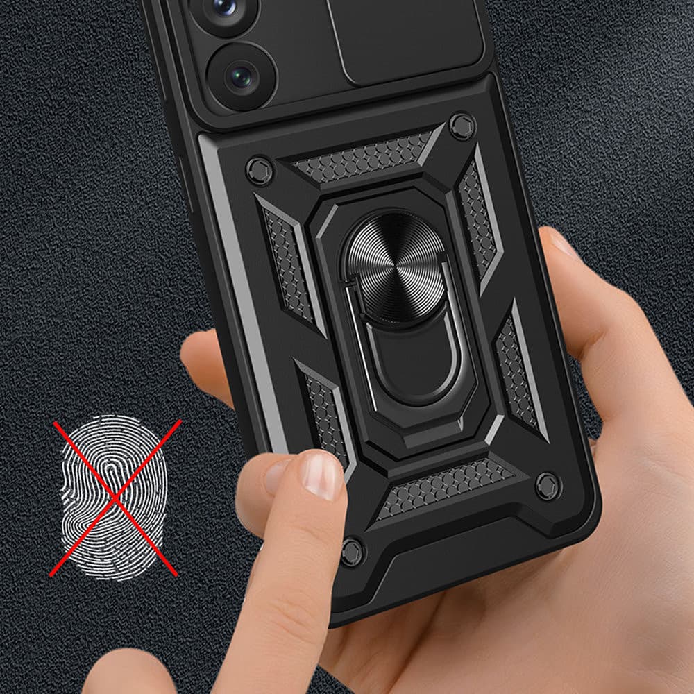 Husa Xiaomi Redmi Note 14 4G, Camshield Armor, inel sustinere, protectie camera, rosie — varianta 6