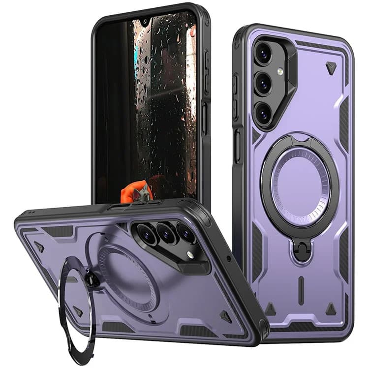 Husa Samsung Galaxy A06, Hybrid Armor MagRing, inel rotativ, mov — principală