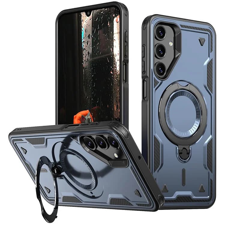 Husa Samsung Galaxy A25, Hybrid Armor MagRing, inel rotativ, albastra — principală