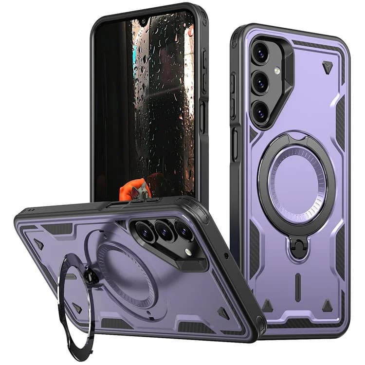 Husa Samsung Galaxy S24 FE, Hybrid Armor MagRing, inel rotativ, mov — principală