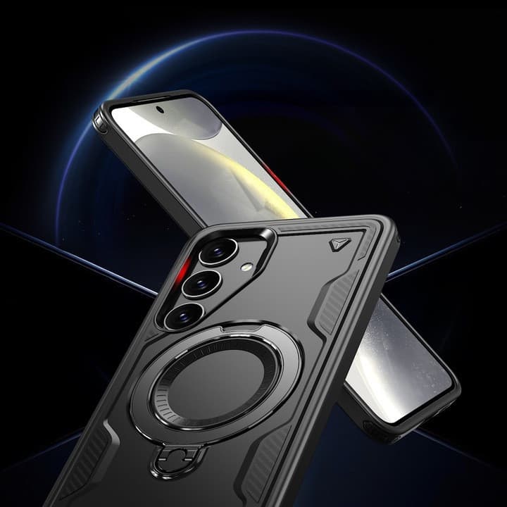 Husa Samsung Galaxy S25 / S24, Hybrid Armor MagRing, inel rotativ, albastra — 3