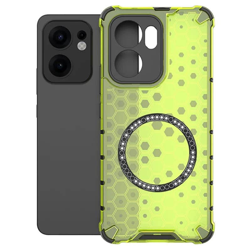 Husa protectie Oppo Reno13 F, Honeycomb Magsafe, colturi ranforsate, verde