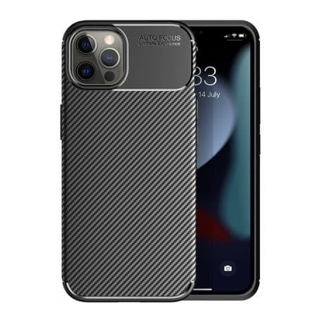 Husa Carbon Fiber pentru Apple iPhone 12 Pro Max, aspect carbon, neagra