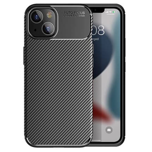 Husa Carbon Fiber pentru Apple iPhone 13, aspect carbon, neagra — principală