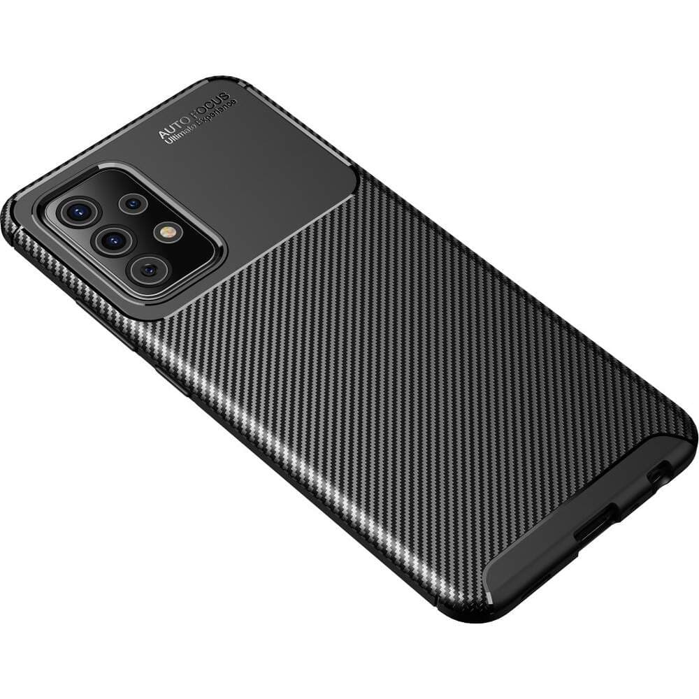 Husa Carbon Fiber pentru Samsung Galaxy A23 4G, aspect carbon, protectie camere, neagra — varianta 2