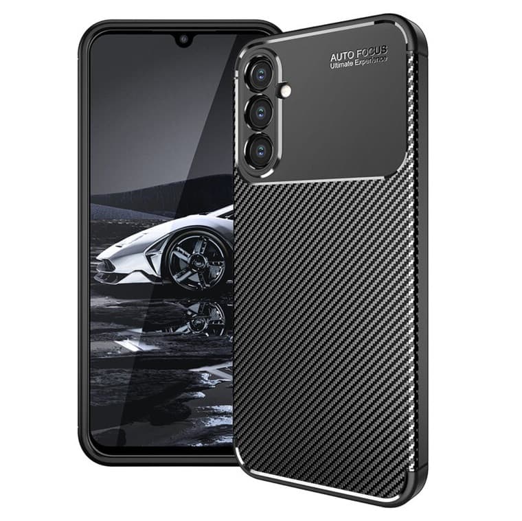 Husa Carbon Fiber pentru Samsung Galaxy A14, aspect carbon, neagra