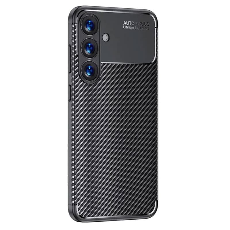 Husa Carbon Fiber pentru Samsung Galaxy S24 FE, aspect carbon, neagra