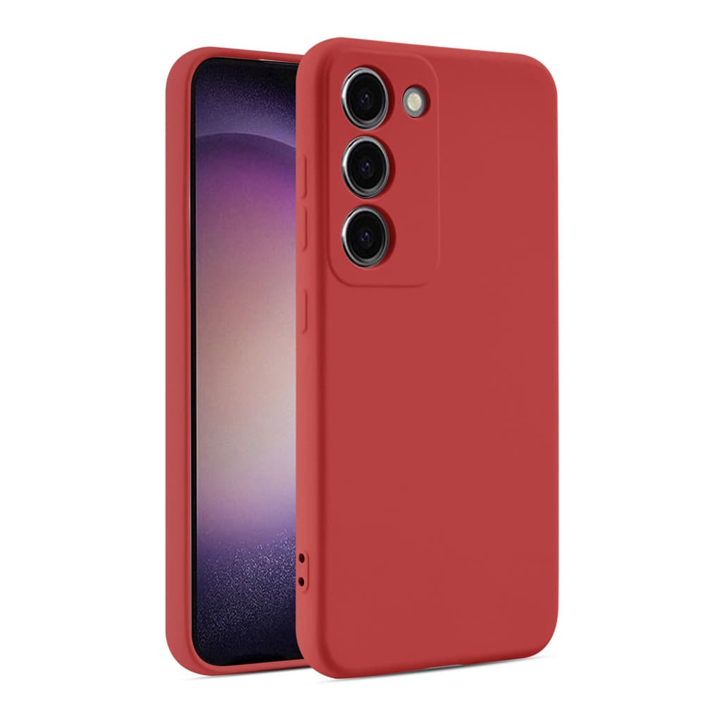 Husa Samsung Galaxy S25 Plus, Luxury Silicone, protectie camera, catifea in interior, rosie — principală