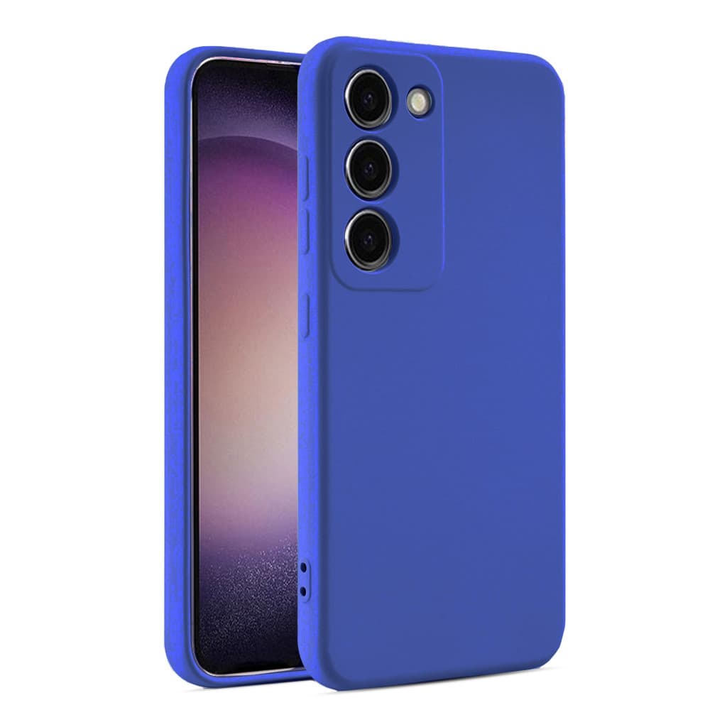 Husa Samsung Galaxy S25 Plus, Luxury Silicone, protectie camera, catifea in interior, albastru inchis