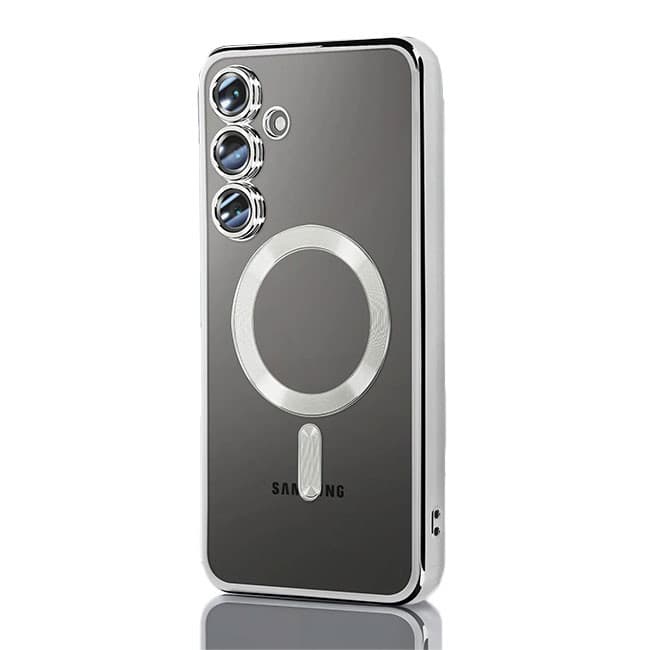 Husa Samsung Galaxy A25, Electroplating Magsafe TPU, protectie camera, argintie — principală