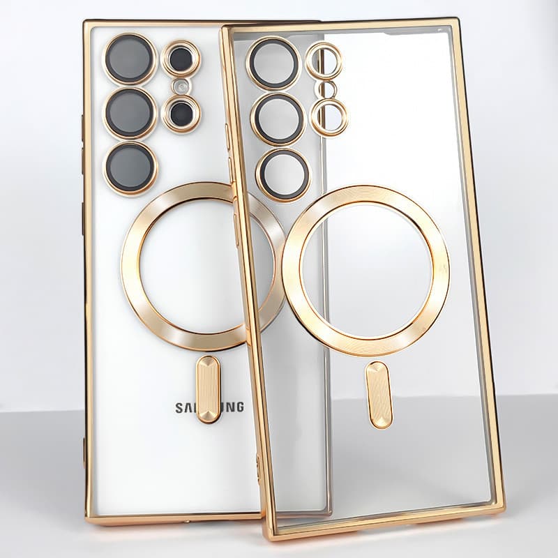 Husa Samsung Galaxy S25 Ultra, Electroplating Magsafe TPU, protectie camera, margini verzi — varianta 6