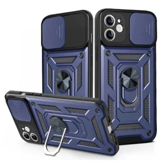 Husa Samsung S25, Camshield Armor, inel sustinere, protectie camera, albastru — principală