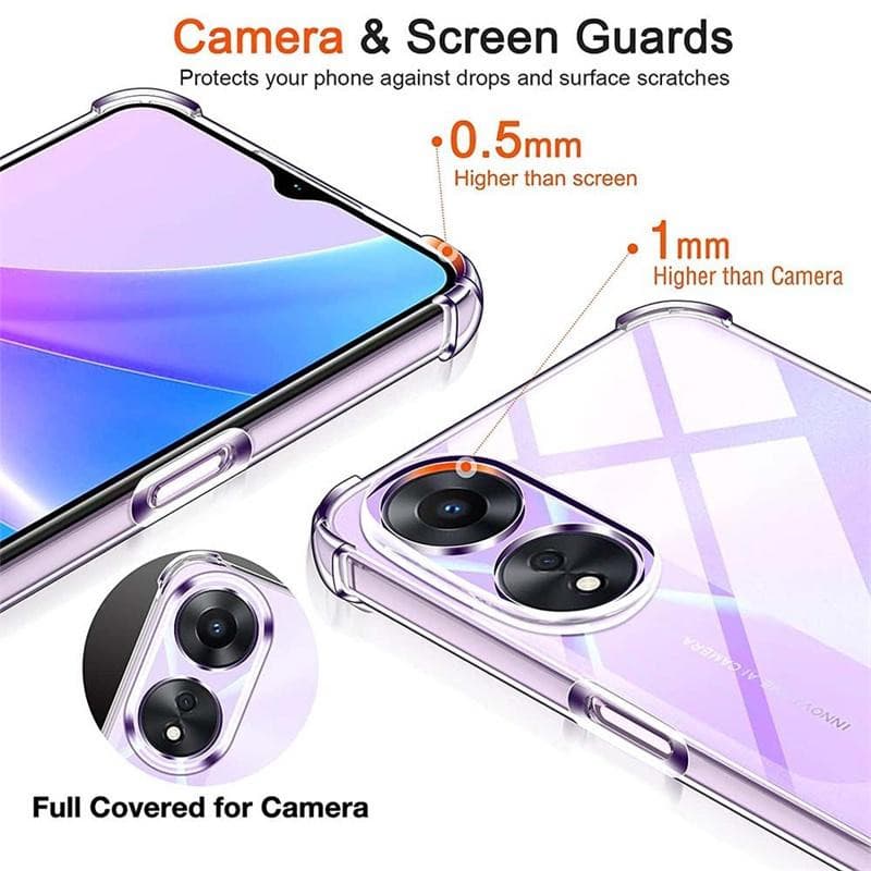 Husa protectie Oppo A18 / Oppo A38, TPU transparent, intarituri in colturi, protectie camere, grosime 1,5 mm — varianta 4