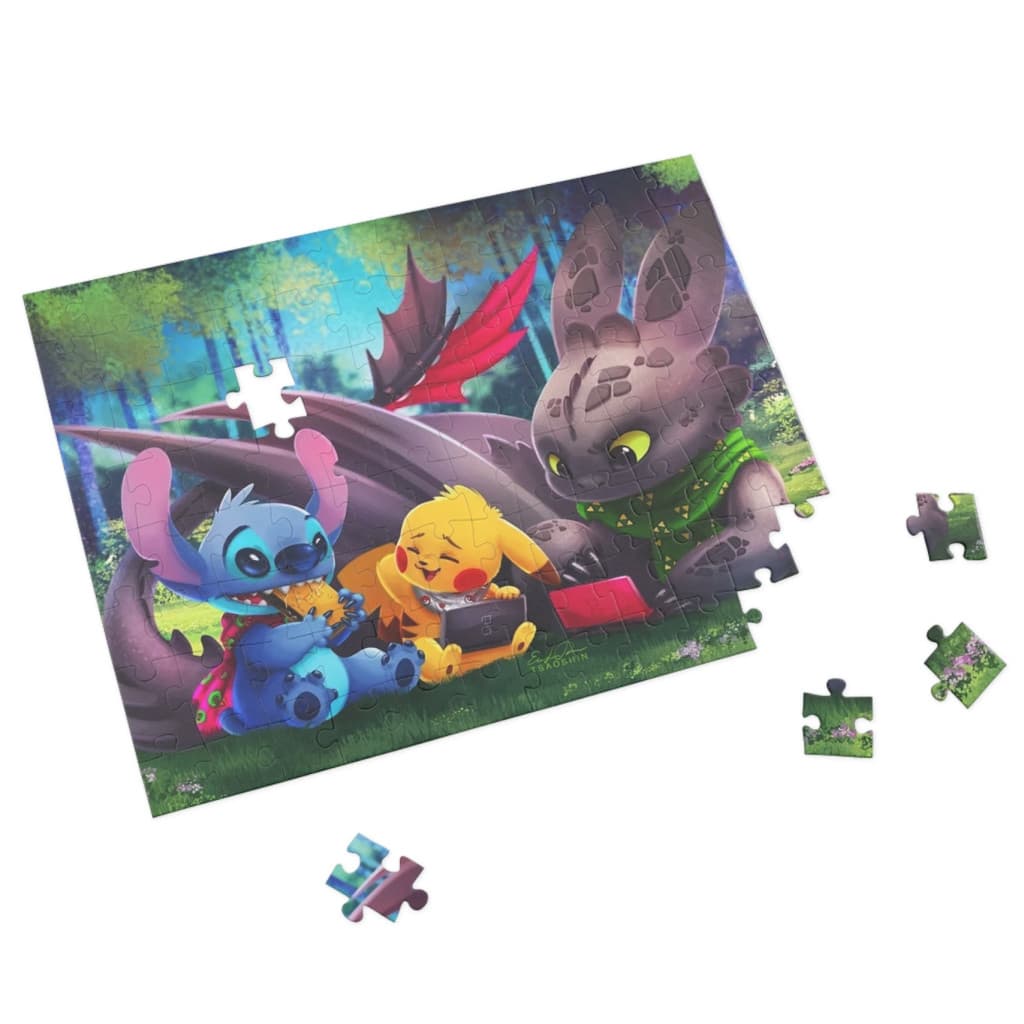 Puzzle 80 piese, 20 x 15 cm, personaje Lilo and Stitch, model 1 — varianta 2
