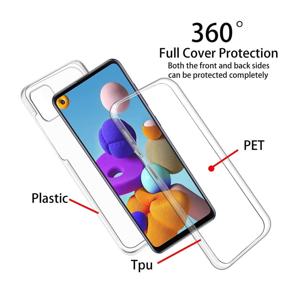Husa protectie Samsung Galaxy A03s (fata + spate) Fully PC & PET 360°, transparenta — varianta 3