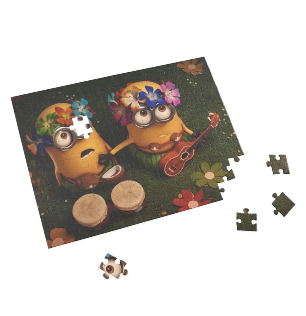 Puzzle 80 piese, 20 x 15 cm, personaje Minions, model 3 — varianta 2