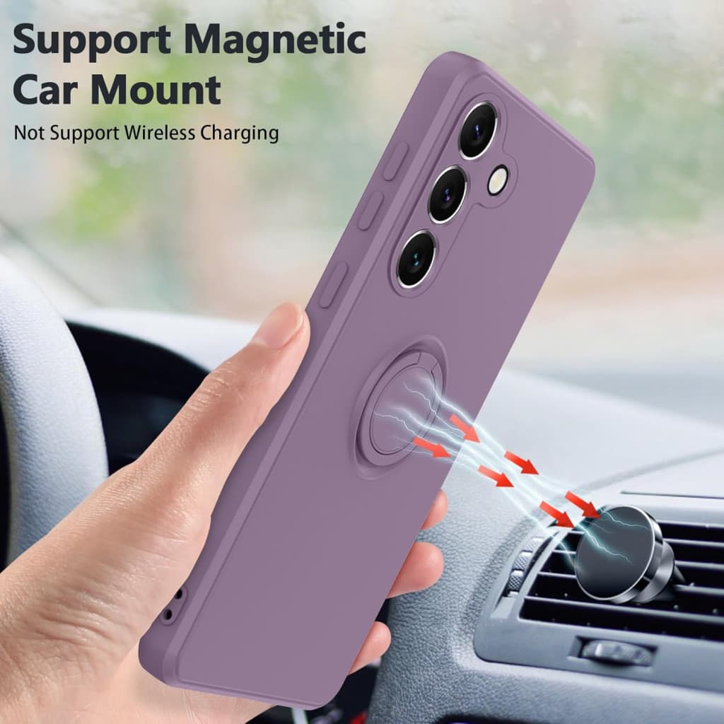 Husa Samsung Galaxy S22, Ring Silicone, inel rotativ, catifea in interior, mov — varianta 5
