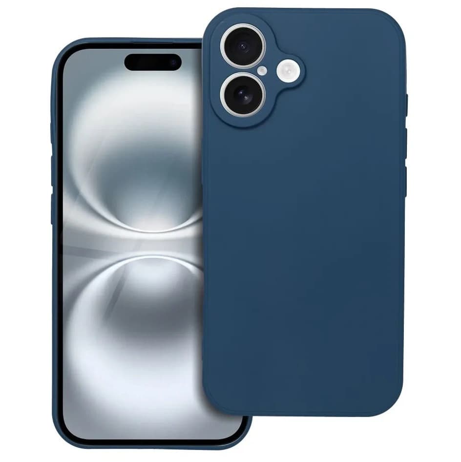 Husa Apple iPhone 17, Luxury Silicone, protectie camera, catifea in interior, albastru inchis