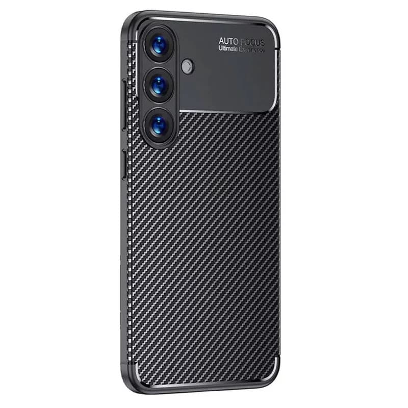 Husa Carbon Fiber pentru Samsung Galaxy S24 Plus, aspect carbon, neagra — principală