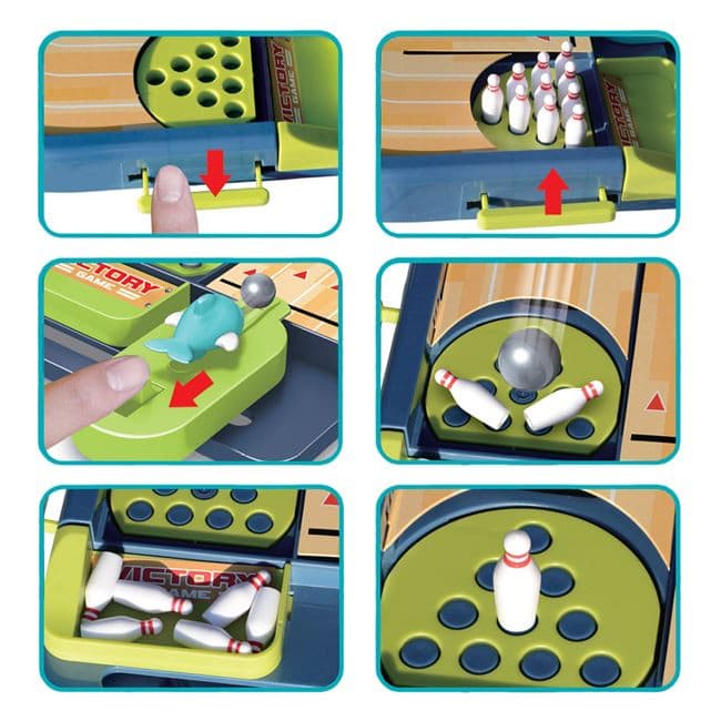 Joc masa de bowling, 24 x 15 cm, 10 popice si 2 bile — varianta 2